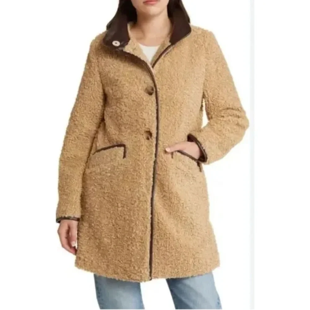 Sam Edelman Piped Teddy Coat - Picture 2 of 6